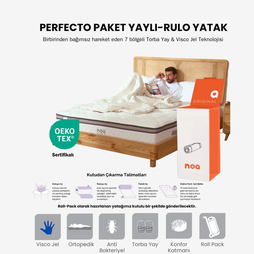 Perfecto Ortopedik Visco Jel Paket Yaylı Yatak